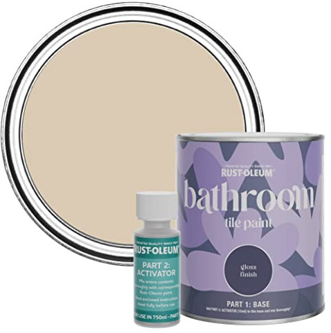 Rust-Oleum Beige Water-Resistant Bathroom Tile Paint in Gloss Finish - Warm Clay 750ml