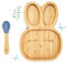 Tiggi Bamboo Baby Plate Set - Bamboo Weaning Set from 6+ Months | Ideal Toddler Plates | Strong Grip for Less Mess | Suction Plate Baby (Rabbit, Blue)