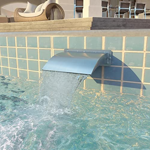 Festnight Pool-Wasserfall Edelstahl Pool-Fontäne Wasserfall Edelstahl Wasserfall Gartenbrunnen Für Außen Wasserfall 30x9x26 cm Silbern