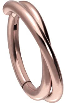 PIERCINGLINE Titan Segmentring Clicker 2 RINGE ÜBERKREUZT Ohrpiercing Tragus Helix Conch Daith 8 mm Roségoldfarben