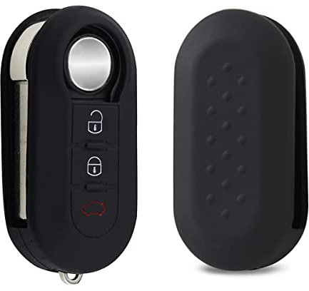 Cover Chiave Auto in Silicone Telecomando Compatibile con Fiat 3 Tasti Grande Punto Lancia Ypsilon Boxer Doblo Fiorino Protezione Caduta Urti (Nero)