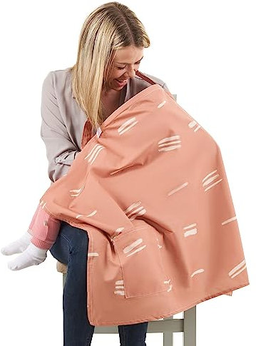 Stilltuch Stillschürze mit Taschen - Weicher und Atmungsaktiver Stillschal - Stilltuch für Unterwegs (Pinselstriche)