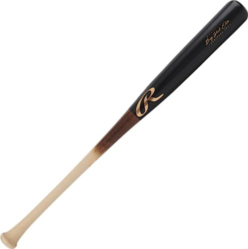 Rawlings Herren Big Stick Elite Wood Baseball Bat | Maple/Birch/Composite Options Baseballschläger aus Holz, Schwarz/Natur | I13 | Birke, 34