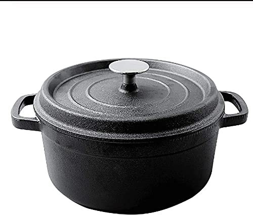ZAANU Easy to Clean Pan,Casserole Cast Iron Cooker Soup Pot Uncoated Non-stick Pan Thick Iron Cooker Pot Cooking Crock Pot