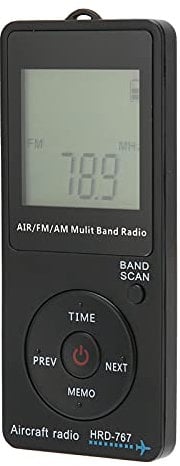 HRD - 767 Tragbares Handfunkgerät mit Flugzeugband, FM AM AIR Multiband-Radio mit Kabel mit Kopfhörern, 400-mAh-3,7-V-Radio mit LCD-Bildschirm mit Hintergrundbeleuchtung
