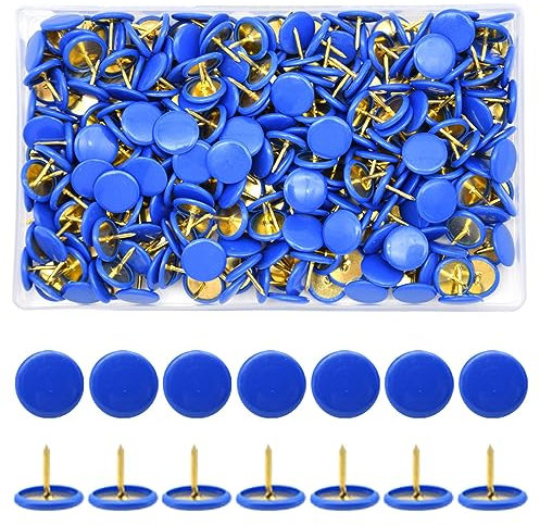 Hocansen 300 Stück Reißnägel 10x9mm Runde Pinnadeln Flacher Kreativ Dekorative Reißzwecke für korkwand,Büro,Heimdekoration(Dunkelblau)