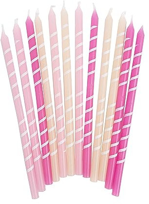 Talking Tables Pink Birthday Candles with Holders-Fun Cake Topper Decorations for Boys or Girls Party Pack of 12, 12.5cm Size