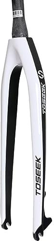 LHHL Fibra di Carbonio Forcella Rigida MTB 26/27.5/29 Tubo Conico 1-1/8 Forcelle Anteriori Bicicletta da Montagna QR 9x100mm Freno A Disco (Color : White Glossy, Size : 26)