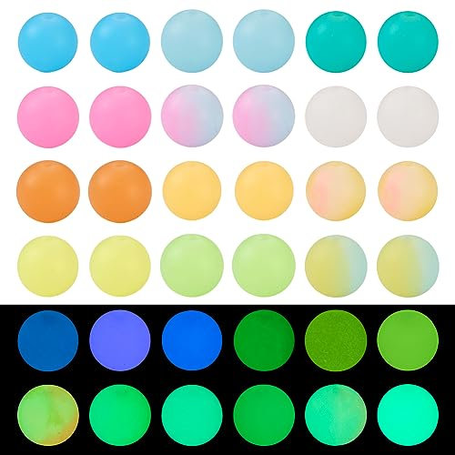 Boutigem 72Pcs Luminous Silicone Beads Glow in The Dark Beads 12mm Colorful Round Loose Silicone Beads Bulk for Jewelry Crafts Making Decor