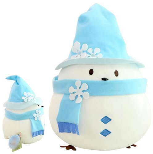 IhLux Schneemann Birdie Plüsch Puppe, 25 cm Blauer Vogel Plüschtier, Kawaii Plüsch Kissen, Druckentlastend Kuscheltiere Spielzeug, Für Kinder Mädchen Junge Festival Kuschelkissen Geschenk