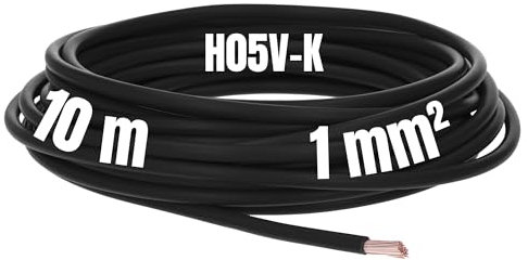 Kalitec 10 metri H05V-K 1 mm², cavo di cablaggio flessibile, in PVC, cavo singolo da 1 mm2, cavo da 1 mm2, cablaggio a filo singolo, cavo monofilo, cavo ignifugo