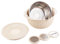 SANWOOD Colador 4 en 1 con juego de cuencos para mezclar, coladores y coladores multifuncionales de acero inoxidable, colador de pasta, limpiador de frutas, cortador de alimentos para cocina (beige)