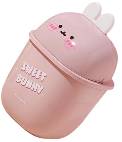 VINTORKY Niedlicher Cartoon Häschenförmiger Schreibtisch-mülleimer Tisch-papierkorb Mit Deckel Für Büro Zuhause Küche Wohnzimmer Toilette Schlafzimmer Arbeitsplatten-mülleimer Mini-schreibt