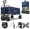 Sekey Bollerwagen Faltbar 200KG, Faltbarer Bollerwagen PU Breite Reifen 17x10 cm, Faltbollerwagen Transportwagen Alle Gelände mit Teleskopstange Bremsen, Klassisch 3017, Dunkelblau