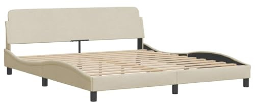 vidaXL Bettgestell Dover, Polsterbett Bett, Bettrahmen mit Lattenrost für Schlafzimmer, Schlafzimmerbett Doppelbett, Creme 180x200cm Stoff