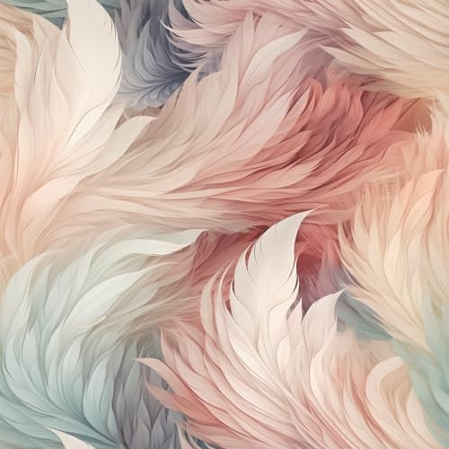 WE - Realistic Plumes Stylish Wavy Feather Multicoloured Pastel Wallpaper 217501