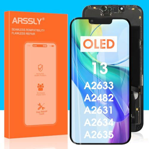 ARSSLY OLED for iPhone 13 Screen Replacement LCD Display Touch Screen A2631 A2482 Digitizer Assembly with Repair Kits(Black)