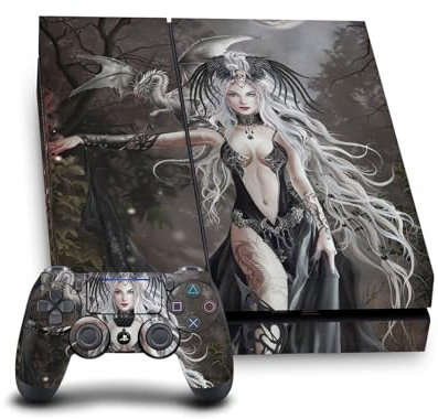 Head Case Designs Offizielle Nene Thomas Skull Queen of Havoc Dragon Gotisch Vinyl Haut Gaming Aufkleber Abziehbild kompatibel mit Sony PlayStation 4 PS4 Console and DualShock 4 Controller Bundle