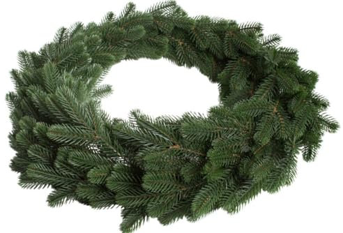 künstlicher Tannenkranz Karpaten auf Drahtring filigran, Durchmesser 50 cm, Farbe: dunkelgrün