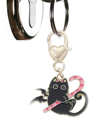 Manolyee Porte-clés Mignon Chat en Métal | Pendentif Breloque pour Voiture, Sac, Boîte à Écouteurs, Décoration Drôle de Sac à Dos Doodle