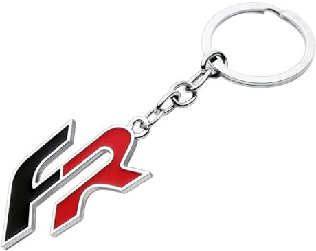 1 x Chrom-Schlüsselanhänger FR Tarraco Mii Arona Ateca Ibiza Toledo Leon Alhambra Arosa Marbella Inca Altea Exeo, Schwarz, Rot und silberfarbener Rand, One size