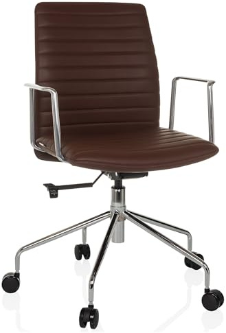 hjh OFFICE Eleganter Bürostuhl mit Wippfunktion VEMONA 30 Chefsessel Designstuhl für Büro und Home-Office, Kunstleder Braun