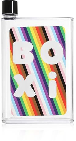 BOXi™ Pride - Flat Water Bottle + FREE Pouch Hydrate with a, BPA Free, No Leak, Slim Flat Bottle fits into pockets and bags 480 ml