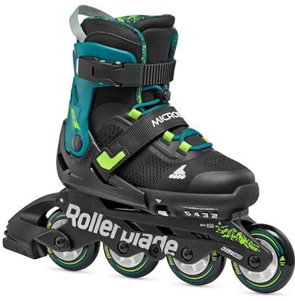 Rollerblade MICROBLADE XT, Inline-Skates für Jungen, Freizeit Inliner, Schwarz/Petrol Grün, 36.5-40.5