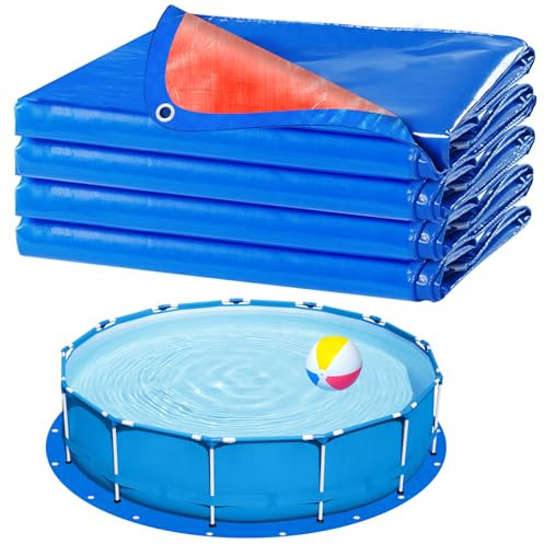 12 x 12 Ft Pool Liner Pad for Above Ground Pools, Thicker Double-Sided Swimming Pool Ground Cloth for Puncture Protection, Waterproof Pool Tarp Pool Mat, Extend Liner Life (Round)