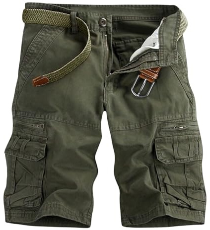 VATINNT Mens Cargo Shorts Cotton Combat Casual Work Shorts with Zipper Pockets No Belt