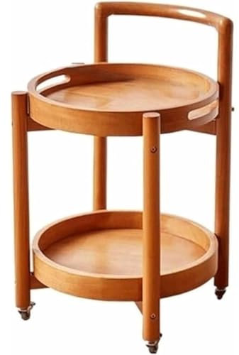Massivholz Runder Tisch mit beweglichem Sofaschrank Kleiner Esstisch für Wohnzimmer Kanten-Design mit Drehmaschine