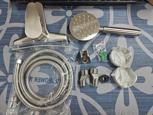 FALSKT Grifo Ducha de Acero Inoxidable, con Mnguera de 1,5 m, Grifo Bañera con Teleducha, Monomando Ducha Murale, Griferia Ducha Monomando, para Cuartos de Baño, Bañeras (Plata)