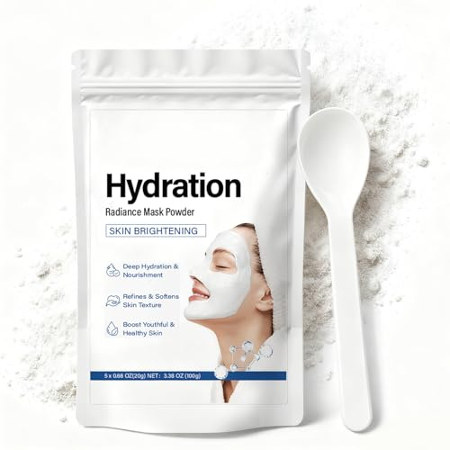 Hyaluronic Acid Powder,Hyaluron Maske Pulver mit Pinsel – Feuchtigkeitsmaske für alle Hauttypen Tiefenhydratation Glättende Pflege Natriumhyaluronat