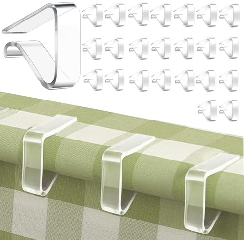 24 Pcs Clear Tablecloth Clips for Indoor Outdoor Tables, Plastic Table Cloth Holder Clips for Thick Tables, Picnic Table Clip Clamps Large