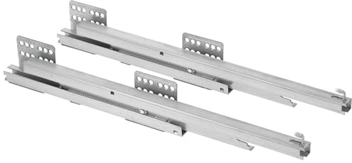 GTV - MOVIX PRO Führungsschienen für Unterschrankauszug 150/200 mm, rechts Seitenschiene, Vollauszug mit Soft-Close, Unterflurmontage, Stahl, leise Möbelführung