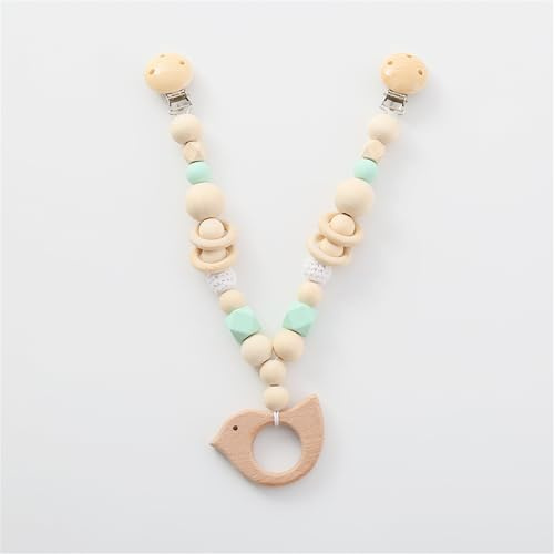 Ueiwffzo Kinderwagen Kette für Babys, Cartoon Tier Holz Anhänger, Kinderwagen aus Holz Baby Mobiles Kinderwagenkette Kinderwagen Zubehör für Junge Mädchen (Vögel)