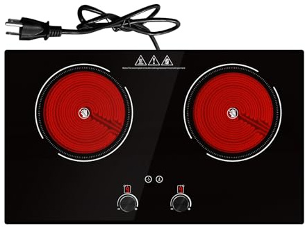 Electric Cooktop 2 Burner Electric Stove 2400W Hot Plate Double Burner