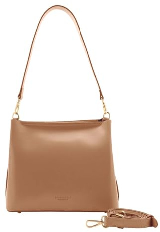 SEIDENFELT MANUFAKTUR Umhängetasche Schultertasche Arvaja Midi Hobo Bag Toffee hellbraun