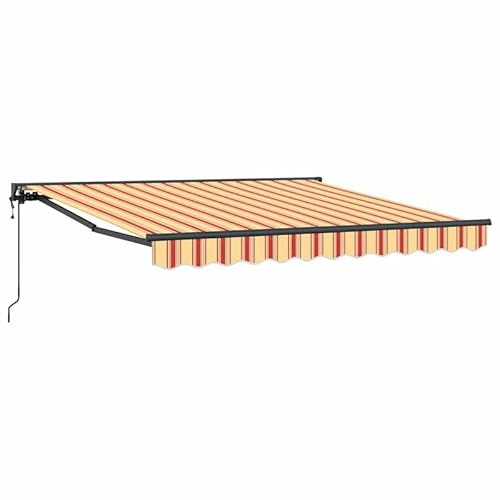 Tenda da sole elettrica 300 x 250 cm allungabile tessuto giallo e arancione per terrazza e giardino