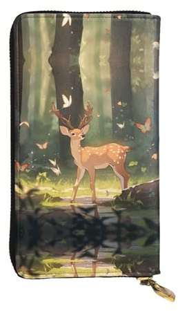 BLWSLC Lange Clutch, Bambi-bedruckte Geldbörse mit Reißverschluss, geeignet für Reisen, Arbeit und Bankette