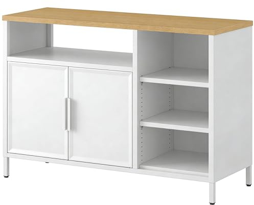 YITAHOME Aufbewahrungsschrank, Metallschrank, Sideboard, Schrank mit Doppeltür, Magnetverschluss, verstellbare Einlegeböden, Stahlgestell