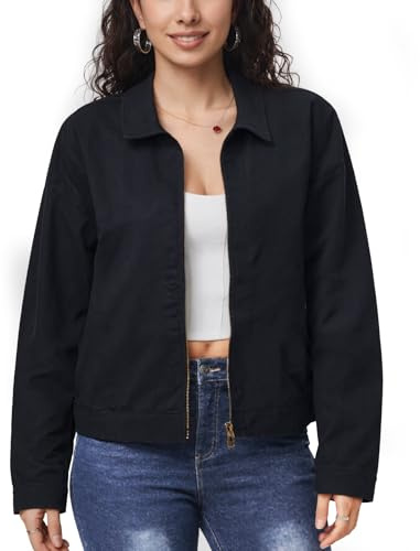 vittorio y Giacca Donna Casual con Zip Giubbotto Corto in 100% Cotone Stile Moderno per Primavera (IT, Testo, M, Regular, Regular, NERO)