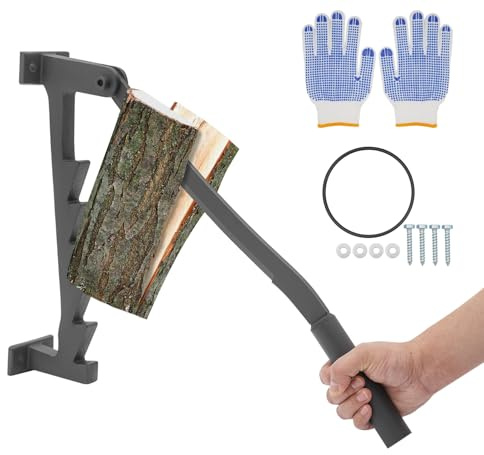 Holzspalter Manuell mit Handschuhe Anzündholz Spalter Sicherheit 40 cm Klingenlänge Kindling Cracker Anmachholz Spalter für Indoor & Outdoor Garten Lagerfeuer Camping Holz spalten