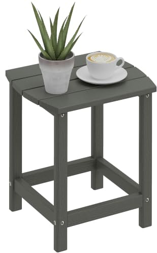 Outsunny Gartentisch Wetterfest Balkontisch aus HDPE 48 x 37 x 46 cm Grau | Beistelltisch Outdoor, Esstisch, Campingtisch, Terrassentisch für Garten Terrasse Balkon