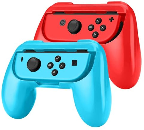 TNP Switch Joy Con Halterung Kompatibel mit Nintendo Switch & Switch OLED-Modell Joy Con Grip Controller - 2er-Set, Joycon Griffhalter mit ergonomisches Design, Schutzhüllen-Kit Zubehör, Blau/Rot