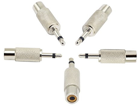 zdyCGTime Adaptador de Audio RCA a 3,5 mm,Adaptador de Conector Mono Macho a RCA Hembra de 2 Secciones de 3,5 mm.(5 Piezas)