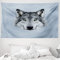 ABAKUHAUS Wolf Wandteppich, Hund Porträt Blick Sublime Tier Illustration Canine Beast, aus Weiches Mikrofaser Stoff Wand Dekoration Für Schlafzimmer, 230 x 140 cm, Schwarz Beige Blaugrau