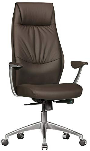 KADIMA Design Bürostuhl Temza Echt-Leder Schreibtischstuhl Braun Chefsessel Drehstuhl