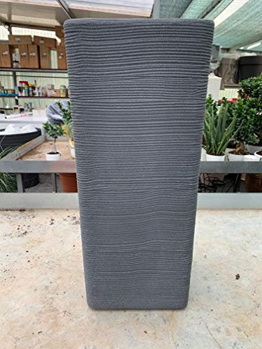 vasar Vaso Quadrato Alto 75cm Pilone Rigato Shabby Vari Colori (ghisa Grigio)