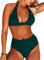 JFAN Costume da Bagno Donna a Vita Alta in Due Pezzi Stampa Floreale Bikini Halter Regolabile Costume da Bagno,Verde Scuro,XL